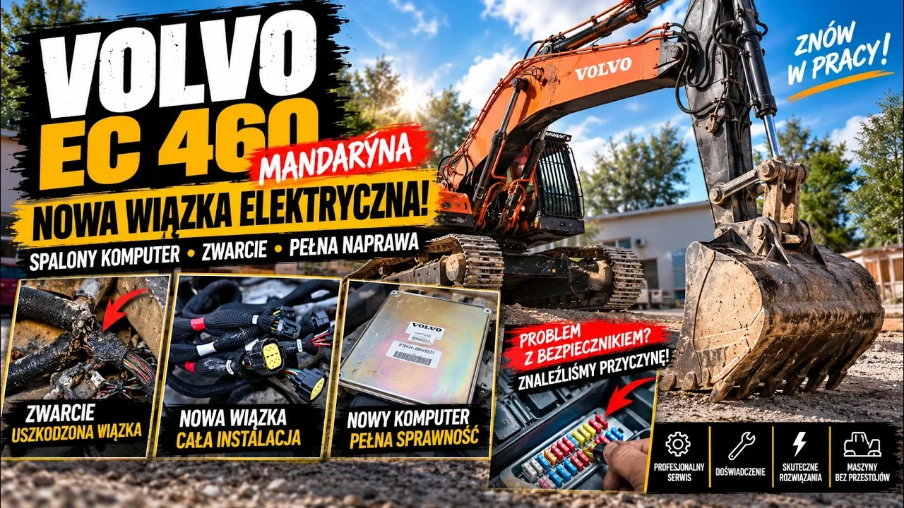 SPALIŁ SIĘ KOMPUTER W VOLVO EC 460! Wymiana całej wiązki elektrycznej